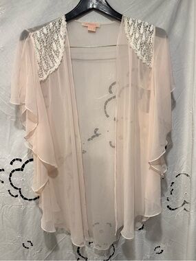 American Vintage Soft boho Blush delicate Pink Sheer fairy kimono blouse medium